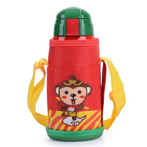 创意婴儿女童304不锈钢双盖办公室儿童水壶宝宝吸管保温杯防漏不