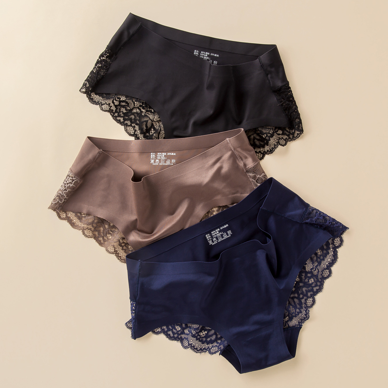 3条装冰丝无痕女士内裤性感蕾丝内裤