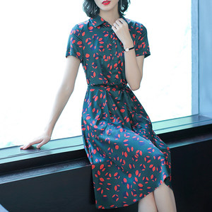 杭州真丝连衣裙中老年女装妈妈装旗袍桑蚕丝中