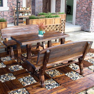 户外实木餐桌椅图片