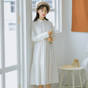 白色连衣裙棉小清新图片