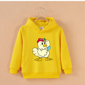 黄色 span class=h>小鸡 /span>图案印花衣服 儿童连帽衫外套男 span