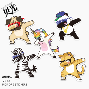 skr嘻哈风卡通个性潮牌行李箱贴纸旅行箱吉他电脑墙壁防水门窗贴