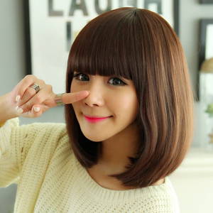 短卷发短发自然发型逼真女孩造型头发气质蓬松时尚梨花头假发套