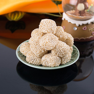 福景源芝麻小丸子麻薯糕点零食干吃汤圆糯米糍芝麻160g豆沙馅年糕