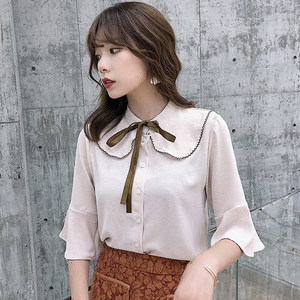 遇见驴先生喇叭袖韩版森女系大袖子上衣女森g女装 span class=h>蜜糖 