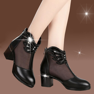 网靴真皮镂空女全牛皮图片