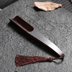 黑檀木茶勺茶匙茶铲鸡翅木泡茶工具茶则取茶叶勺子茶道六君子配件