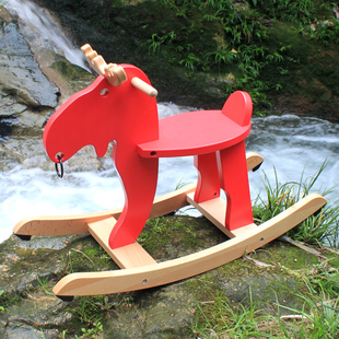 宜家小木马儿童宝宝玩具积木实木婴幼儿园瑶瑶马骑马益智摇摇木马