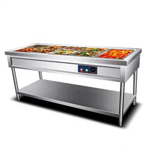 盒饭饭店不锈钢自助餐小型手推车商用饭菜快餐车多功能小吃车保.