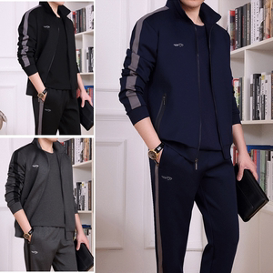 男士运动套装中年休闲运动服大码南韩丝中老年