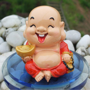 创意可爱卡通q版 span class=h>彩陶 /span>弥勒佛汽车香薰 span