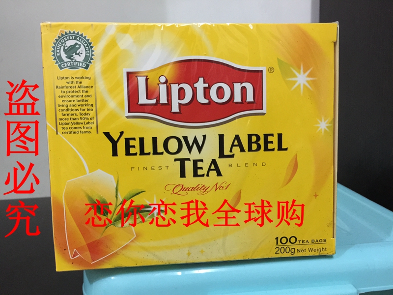 原装进口lipton立顿红茶包100x2g/盒36.9元 10盒包邮