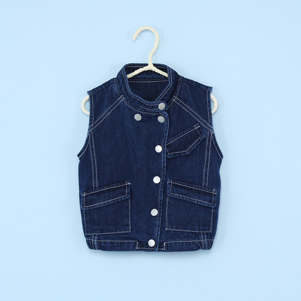 儿童牛仔马甲男童春秋薄款秋装新款洋气女童背心宝宝坎肩婴儿马夹