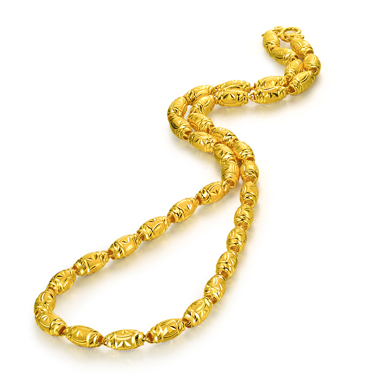 奢品轩黄金999足金纯金橄榄转运珠黄金项链 男士女士项链男女款