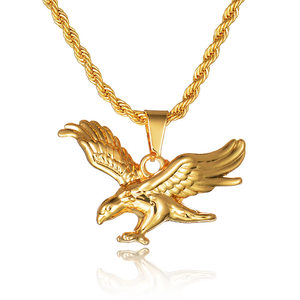 欧美嘻哈hiphop朋克饰品金色老鹰男士 span class=h>吊坠 /span>项链