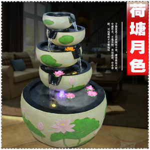 办公室落地喷泉流水摆件客厅桌面装饰品中式风