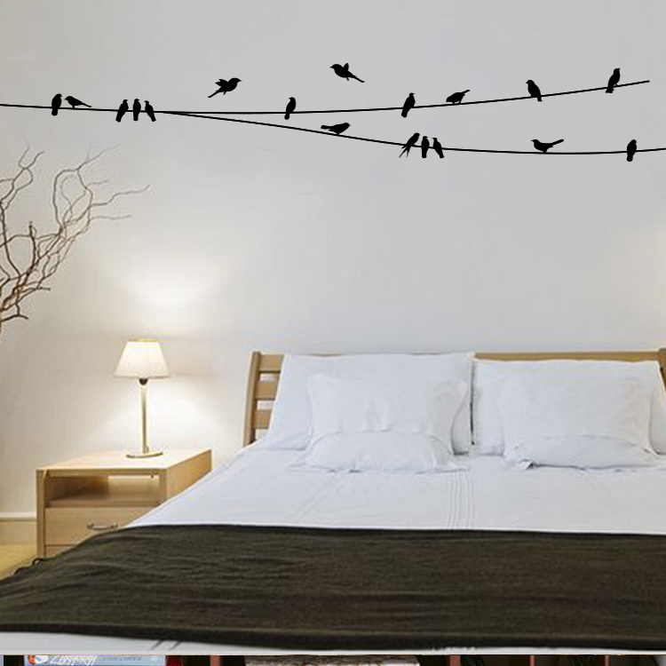 电线鸟diy一代墙贴可移除咖啡厅办公室家居装饰冲冠限时14.9包邮