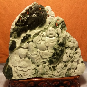玉佛摆件/南阳独山玉山水摆件精品玉雕真玉天然玉石/独玉雕刻包邮