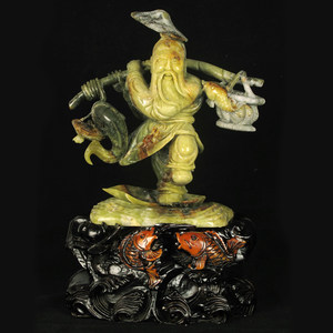 天然岫岩玉渔翁 span class=h>摆件 /span> span class=h>玉雕 /span>