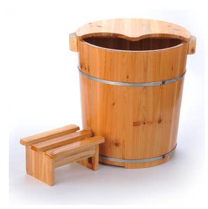 藏药养生杉木40cm加厚带盖洗脚木桶泡脚桶足浴桶洗脚桶沐足桶家用