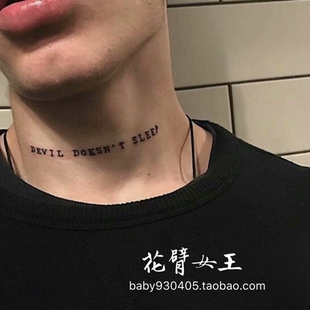 花臂女王tattoo queen x字母贴脖子纹身贴 一张16条字母