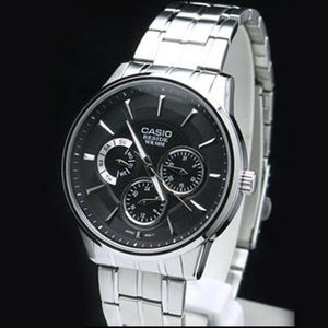 卡西欧旗舰店官网官方男士商务皮表带大表盘三