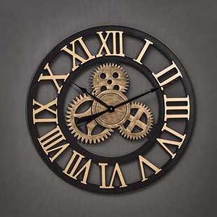 美式复古时钟工业风装饰齿轮钟墙面墙壁墙上装饰品齿轮挂钟个性