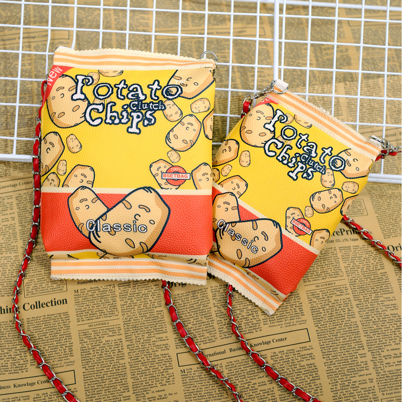 泰国明星同款单肩包女斜挎包手拿包原宿软妹薯片包零食手机零钱包