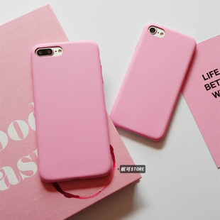 樱花粉色仿皮质苹果7代保护套iphone6plus半包边软壳6s手机壳7
