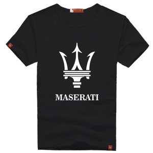 玛莎拉蒂短袖t恤汽车品牌标志纯棉圆领夏季新款学生班服休闲衣服