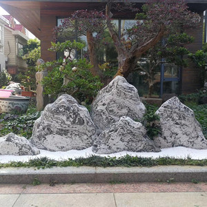 庭院景观石切片摆件石头泰山刻字造景石组合雪浪石鹅卵假山石雕