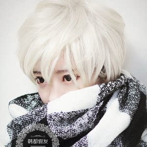 日系动漫osplay span class=h>假发 /span>型变装漫展银白色短发男款 