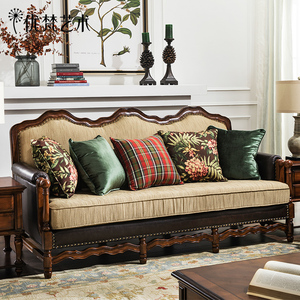 美式乡村布艺沙发图片