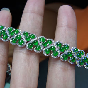 class=h>绿翡翠 /span>钻石群镶 span class=h>手链 /span>18k金镶玉