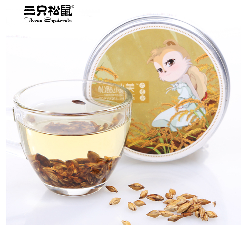 香醇大麦50gx2罐装 三只松鼠旗舰店 花草茶烘焙型泡茶(小美)