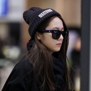韩版少女时代明星机场同款黑色字母针织帽毛线帽子潮休闲帽子女