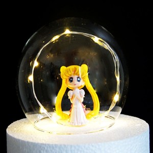 半球形生日 span class=h>蛋糕 /span>装饰水晶球人偶灯罩【led铜线