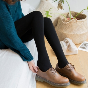 黑色哑光打底袜子女春秋冬季加厚款加绒连裤袜连脚保暖连袜裤踩脚