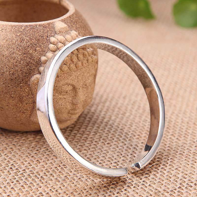 光面银手镯宽图片