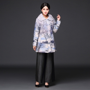 知音奥黛加厚棉袄女上衣保暖唐装女上衣厚厚款中老年棉衣妈妈棉袄