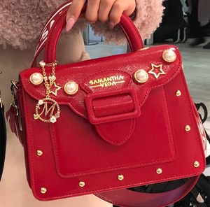 日本samanthavega女包代购 亮面星星珍珠手提单肩斜挎包 海外进口