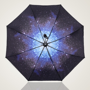 个性星空伞雨伞女折叠韩国全自动黑胶晴雨两用小清新学生女神遮阳