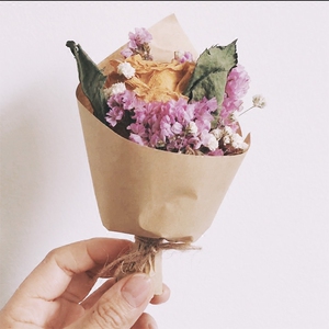 干花小花束 玫瑰满天星迷你diy干花包真花 span class=h>永生花 /span
