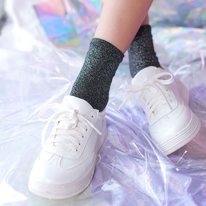 韩国原宿金葱全棉短袜经典时尚百搭球鞋袜子日系学生运动短袜女